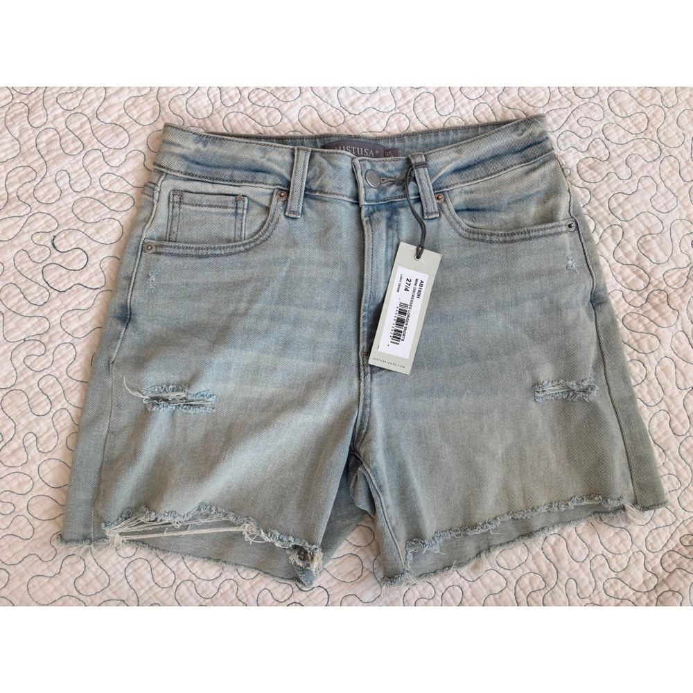 JUST USA Womens Light Wash Distressed Denim Cutoff Shorts Size 27/4 #73